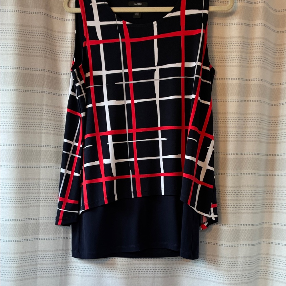 Alfani Navy and Beige Top